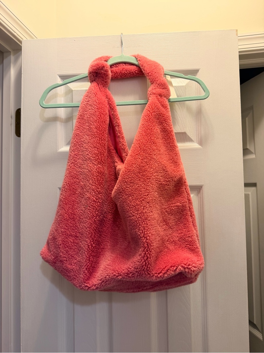 Anthropologie Plush Hobo Bag - Coral Pink